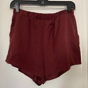 Forever 21 Women's Burgundy Satin Shorts Size Medium